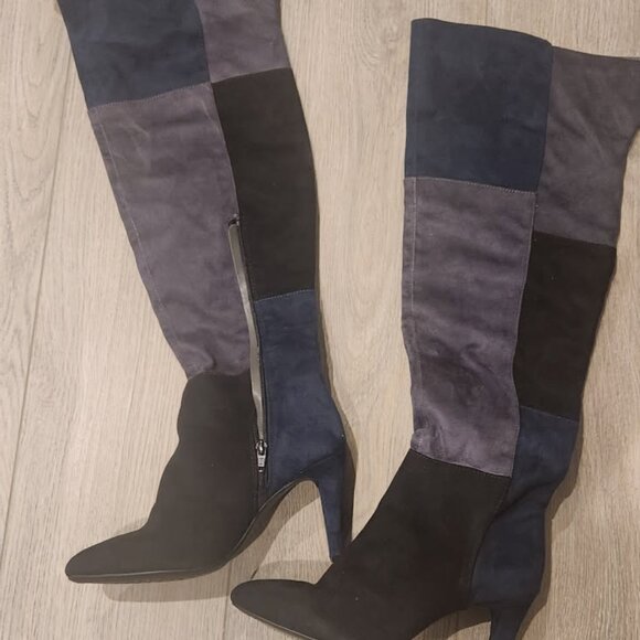 Over-The -Knee Women's Suede Patchwork Boots - Picture 2 of 5